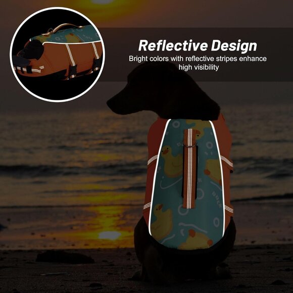 L Dog Life Jacket Reflective Vest with Chin Float Adjustable Safety Handle NEW - Picture 5 of 6
